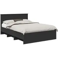 vidaXL Bedframe met hoofdeinde Zwart 150 x 200 cm Bewerkt hout