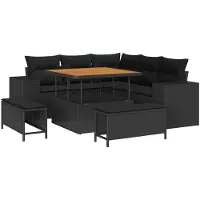 vidaXL Tuinbank Set 8 st 7-Aantal zitplaatsen Zwart poly rattan