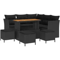 vidaXL Tuinbank Set 9 pcs Zwart poly rattan