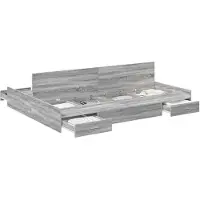 vidaXL Opbergbedframe met lade Grijs Sonoma 140 x 190 cm Bewerkt hout