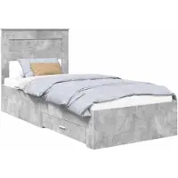 vidaXL Bedframe met lade Beton Grijs 100 x 200 cm Bewerkt hout