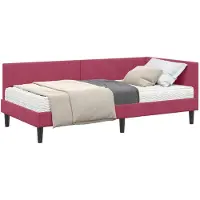 vidaXL Hoekbedframe met Matras 2 st Wijnrood 90 x 190 cm Fluweel