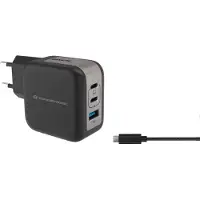 Conceptronic ALTHEA17B, lader met 3 poorten, 67W, 2x USB-C, 1x USB-A, 1,5 meter, zwart