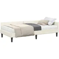 vidaXL Hoekbedframe met Matras Anders 2 st Crème Fluweel