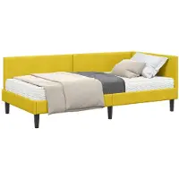 vidaXL Hoekbedframe met Matras Anders met hoofdeinde 2 st Geel Fluweel