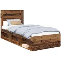 vidaXL Bedframe met hoofdeinde Oudhout 75 x 190 cm Massief grenenhout