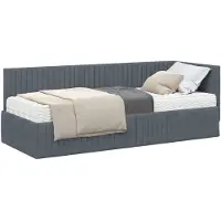 vidaXL Hoekbedframe met Matras 2 st Donkergrijs 80 x 200 cm Fluweel