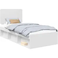 vidaXL Bedframe met hoofdeinde Wit 90 x 190 cm Massief grenenhout