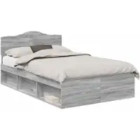 vidaXL Bedframe Grijs Sonoma 120 x 190 cm Massief grenenhout