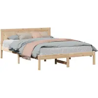 vidaXL Bedframe, bruin, 150 x 200 cm, massief grenenhout