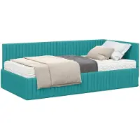 vidaXL Hoekbedframe met Matras 2 st Turquoise 100 x 200 cm Fluweel