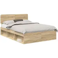 vidaXL Bedframe Sonoma Eiken 140 x 190 cm Massief grenenhout