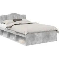 vidaXL Bedframe met hoofdeinde Beton 120 x 190 cm Massief grenenhout