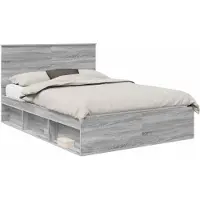vidaXL Bedframe Grijs Sonoma 160 x 200 cm Massief grenenhout