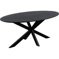 QUVIO Eettafel Sofia - Ovaal - 160x90 cm - Stalen kruispoot - FSC gecertificeerd mangohout - Zwart