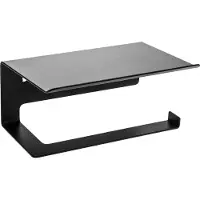 XIVADA WC Rolhouder Zeus - Met plankje - Inclusief schroefset - Zwart