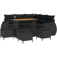 vidaXL Tuinbank Set 9 st Zwart poly rattan