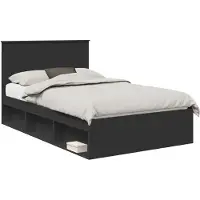 vidaXL Bedframe met hoofdeinde Zwart 120 x 200 cm Massief grenenhout