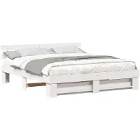 vidaXL Bedframe met hoofdeinde, wit, 180 x 200 cm, massief dennenhout