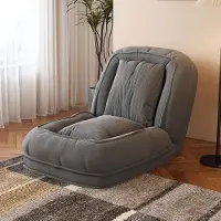 OKWISH Comfortabele bank met verstelbare rugleuning (90°-180°), fauteuil met 2 kussens, eenpersoonsbank voor de woonkamer, grijs