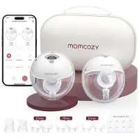 MOMCOZY M5 Smart – Handsfree Borstkolf – 2 Stuks – Elektrisch – Stil & Compact – Met Borstschild Inserts - Wit/Grijs