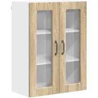 vidaXL Wandkast met glazen deuren, model PORTO, Sonoma-eikenhout, 60 x 31 x 80 cm