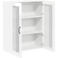 vidaXL Wandglas Kasten LUCCA Hoogglans Wit 80 x 31 x 100 cm
