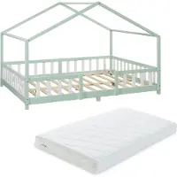 En.casa Kinderbed Treviolo met uitvalbeveiliging en matras 140x200 mint []