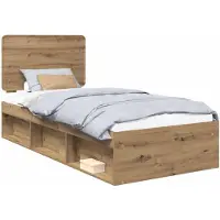vidaXL Bedframe Ambachtelijk Eiken 75 x 190 cm Massief grenenhout