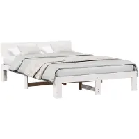 vidaXL Bedframe met hoofdeinde Wit 140 x 200 cm Massief grenenhout
