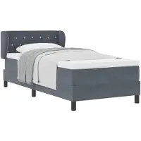 vidaXL Boxspringbed met hoofdeinde, donkergrijs, 90 x 200 cm, fluweel
