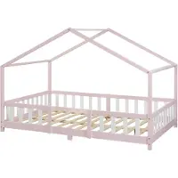 En.casa Kinderbed Treviolo huisbed 140x200 cm roze en wit []