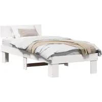 vidaXL Bedframe met hoofdeinde, wit, 90 x 200 cm, massief dennenhout