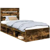 vidaXL Bedframe Rook Eiken 100 x 200 cm Massief grenenhout