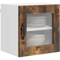 vidaXL Wandglas Kasten PORTO Rook Eiken 40 x 31 x 40 cm Bewerkt hout
