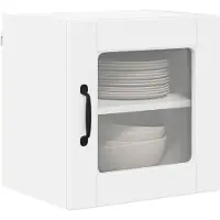 vidaXL Wandkast met glazen deuren, model PORTO, wit, 40 x 31 x 40 cm, gemaakt van houtvezel
