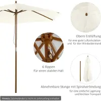 HAUSS SPOLE Parasol – Verstelbaar Zonnescherm – Ø 2,5 x 2,3 m – Hout En Polyester – Wit – Voor Tuin, Terras En Balkon