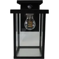 Olucia - JESCA - Buitenwandlamp met bewegingssensor - Zwart - Geschikt voor Buiten - Vorm: Rechthoek