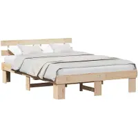 vidaXL Bedframe met hoofdeinde Naturel 150 x 200 cm Massief grenenhout