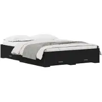 vidaXL Bedframe met lade Zwart Eiken 160 x 200 cm Bewerkt hout