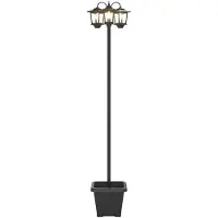 vidaXL 3-Arm Lantaarnpaal Met Plantenbak Zwart 32 x 32 x 188 cm