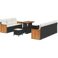 vidaXL Tuinset, 13 stuks, 9 zitplaatsen, zwart en crème