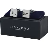 Profuomo Manchetknoop Mr. & Mrs - | Zilver | Maat one size
