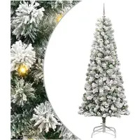 vidaXL Kunstmatige Hinged Kerstboom met 300 LED Groen en Wit 210 cm