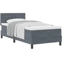vidaXL Boxspringbed met matras, donkergrijs, 90 x 200 cm, fluweel