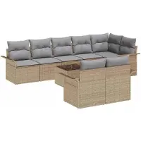 vidaXL Tuinbank Set 9 st Beige poly rattan