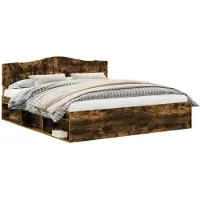 vidaXL Bedframe Rook Eiken 180 x 200 cm Massief grenenhout