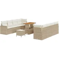 vidaXL Tuinbank Set 12 st 12-Aantal zitplaatsen Beige en Crème