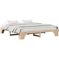 vidaXL Bedframe Naturel 200 x 200 cm Massief grenenhout