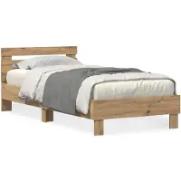 vidaXL Bedframe met hoofdeinde Artisan Eiken 75 x 190 cm Bewerkt hout